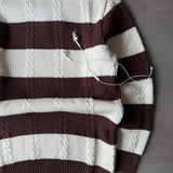 Cable Knit Rugby Stripe-Sweater