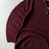Maroon Cable-Knit Quarter Zipper