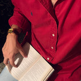 Crimson Red Cotton-Linen Shirt