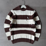 Cable Knit Rugby Stripe-Sweater