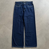 Indigo Rivet Wide-Leg Jeans