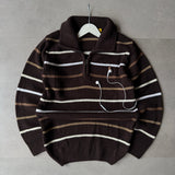 Striped Quarter-Zip Knit