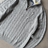 Grey Cable-Knit Quarter Zipper