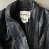 Vintage 80s Saks Fifth Avenue Maxima Black Leather Cropped Jacket