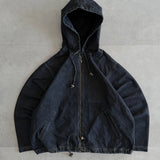 Washed Black Denim Hooded Jacket