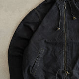 Washed Black Denim Hooded Jacket