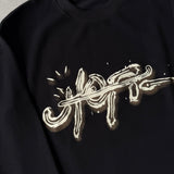 Black Graphic Waffle Knit