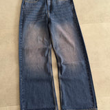 Faded Washed Blue Wide-Leg