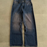 Faded Washed Blue Wide-Leg