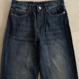 Dark Blue Washed Wide-Leg