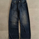 Dark Blue Washed Wide-Leg