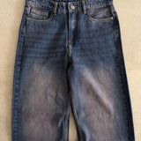 Faded Washed Blue Wide-Leg