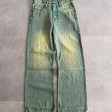 Washed Olive green faded sage Wide-Leg